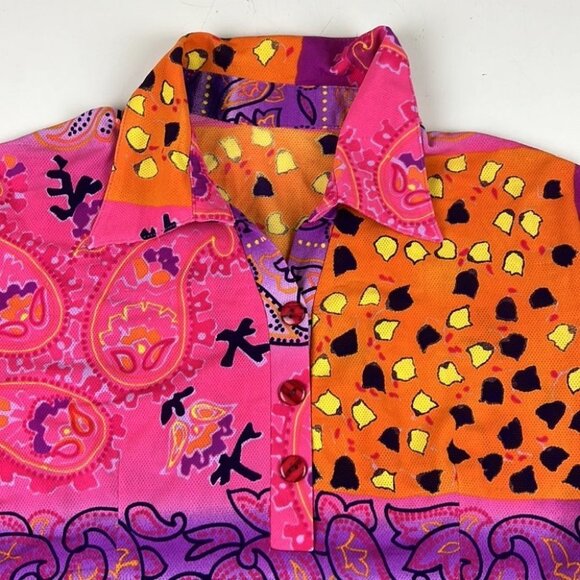 jw Printed Short Sleeved Graphic Collared Button Up Shirt - Picture 6 of 10